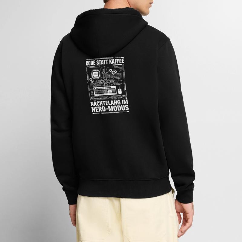Code au lieu de mode nerd du café Veste à capuche bio Premium Unisexe