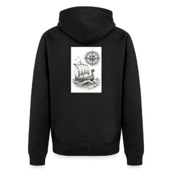 Navire à voile Compass Viking - Veste à capuche bio Premium Unisexe - noir - Dos - Nico (187cm)