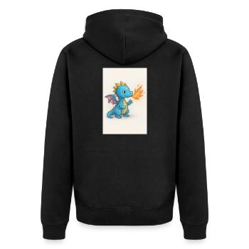 Blue Dragon Spark Breathfire - Unisex Premium Organic Zip Hoodie - black - Back - Nico (187cm)