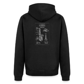 Diagramme de brevet du plan de saxophone - Veste à capuche bio Premium Unisexe - noir - Dos - Nico (187cm)