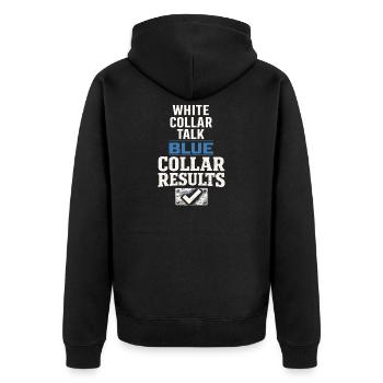 workers who are trained as welders and - Unisex Premium Organic Zip Hoodie - black - Back - Nico (187cm)