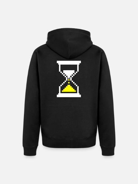Pixel Hourglass Loading Bar Retro Gaming - Veste à capuche bio Premium Unisexe - noir