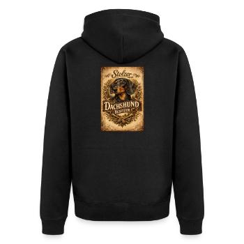 Fier propriétaire de teckel Tenant de teckel vintage - Veste à capuche bio Premium Unisexe - noir - Dos - Nico (187cm)
