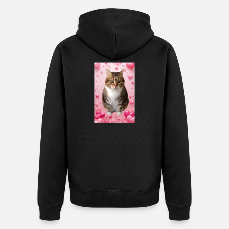 Missty chat avec des coeurs - Veste à capuche bio Premium Unisexe - noir