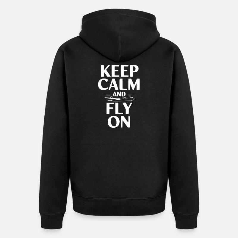 Bleib ruhig und flieg weiter - Unisex Premium Bio Zip Hoodie - Schwarz
