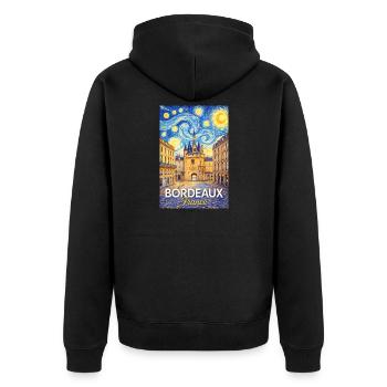 Bordeaux, France - Unisex Premium Organic Zip Hoodie - black - Back - Nico (187cm)