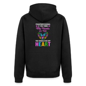 Paraeducator Teacher Assistant Paraprofessional - Unisex Premium Organic Zip Hoodie - black - Back - Nico (187cm)