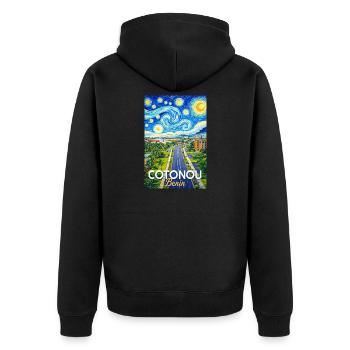 Cotonou Street Starry Sky - Unisex Premium Organic Zip Hoodie - black - Back - Nico (187cm)