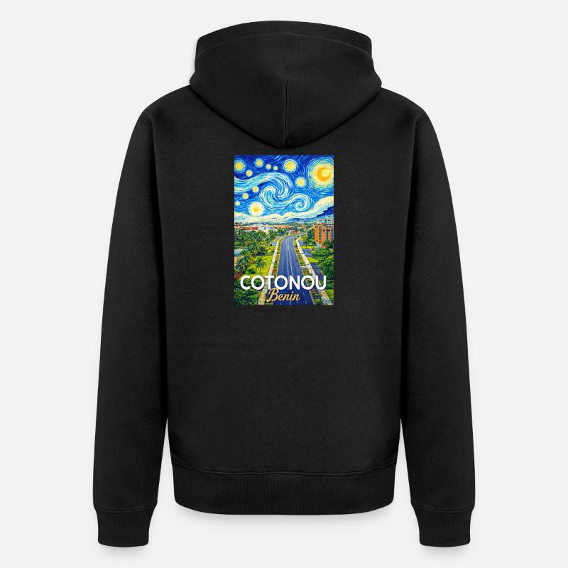 Cotonou Straße Sternenhimmel - Unisex Premium Bio Zip Hoodie - Schwarz