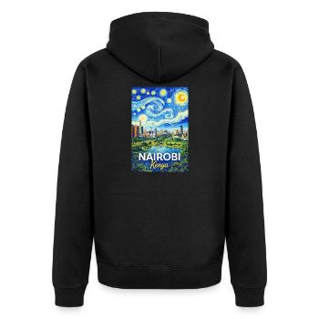 Nairobi Kenya Starry Night - Unisex Premium Bio Zip Hoodie - Schwarz - Hinten - Nico (187cm)