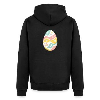 Pastell Osterei Muster - Unisex Premium Bio Zip Hoodie - Schwarz - Hinten - Nico (187cm)