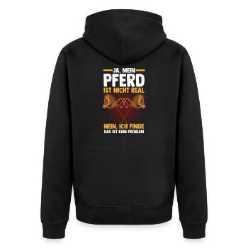 Steckenpferd Hobbyhorse Hobby Horsing - Unisex Premium Bio Zip Hoodie - Schwarz - Hinten - Nico (187cm)