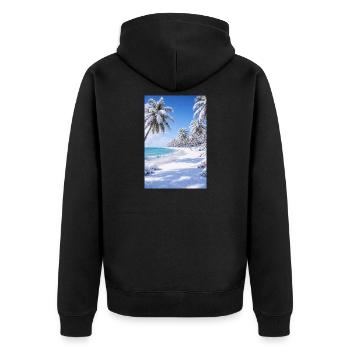 Paysage de plage tropicale hivernale - Veste à capuche bio Premium Unisexe - noir - Dos - Nico (187cm)