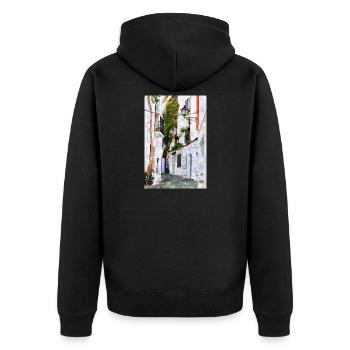 Belle ville de Cadaques en Espagne - Veste à capuche bio Premium Unisexe - noir - Dos - Nico (187cm)