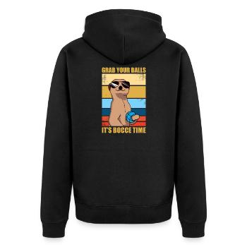 It's bocce time, petanque, boules, boules, players - Unisex Premium Organic Zip Hoodie - black - Back - Nico (187cm)