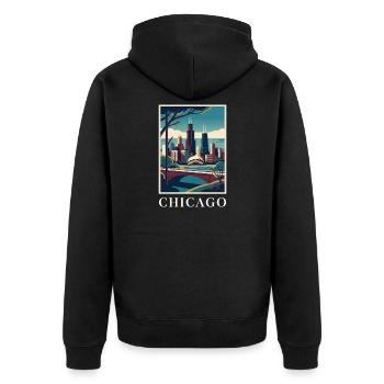 Affiche Chicago Illinois Skyline Deco Vista - Veste à capuche bio Premium Unisexe - noir - Dos - Nico (187cm)