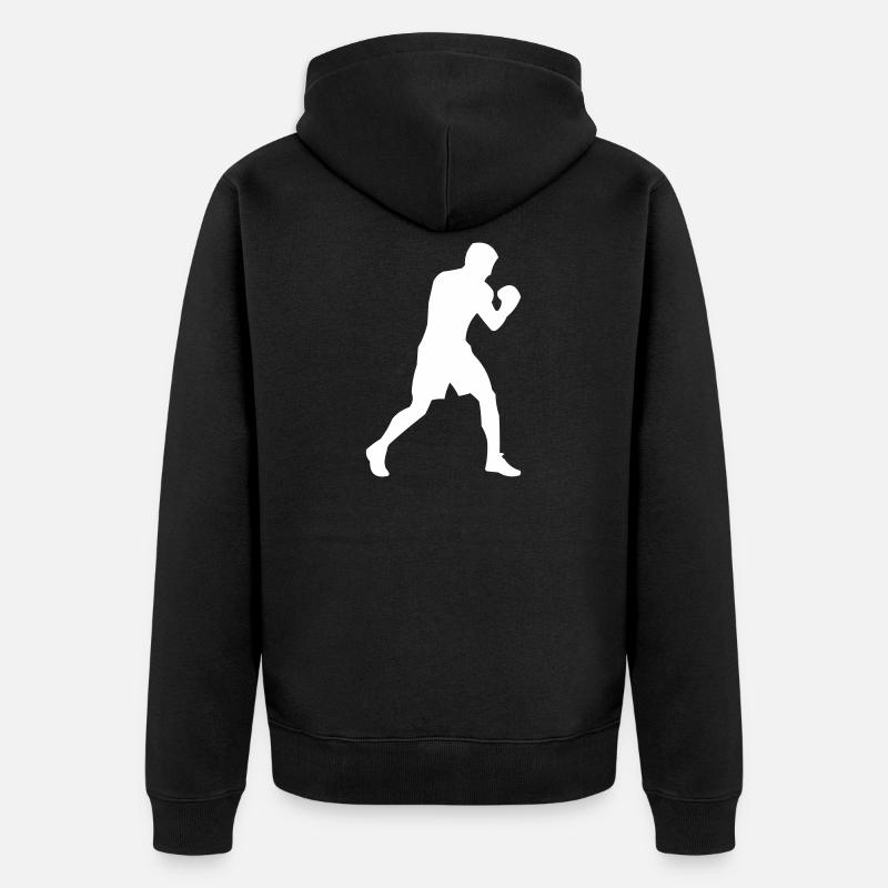 Boxer-Silhouette in Bewegung - Unisex Premium Bio Zip Hoodie - Schwarz