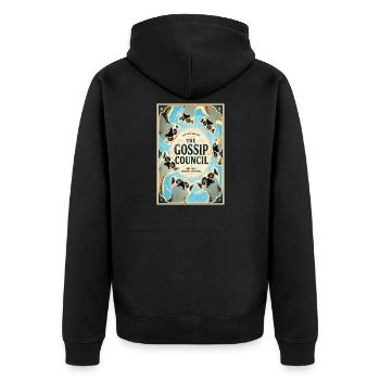 Der Gossip Council: Vintage Dog Circle - Unisex Premium Bio Zip Hoodie - Schwarz - Hinten - Nico (187cm)