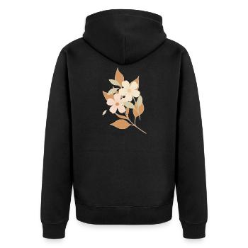 Gezeichnete Blumen - Unisex Premium Bio Zip Hoodie - Schwarz - Hinten - Nico (187cm)