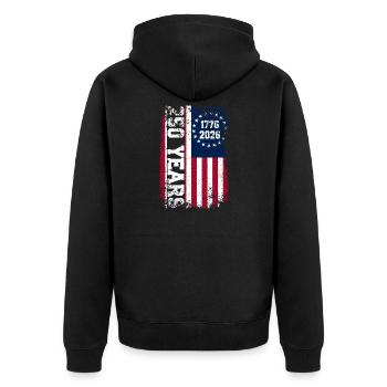 Style rouille du drapeau américain 1776–2026 - Veste à capuche bio Premium Unisexe - noir - Dos - Nico (187cm)