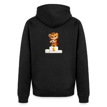 Baby Lion hat gewonnen - Unisex Premium Bio Zip Hoodie - Schwarz - Hinten - Nico (187cm)