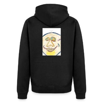 Illustration colorée joyeuse du visage - Veste à capuche bio Premium Unisexe - noir - Dos - Nico (187cm)