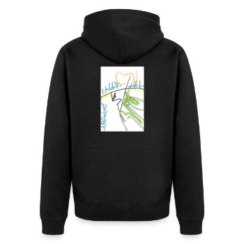 Herzlinie Graffiti Abstrakt - Unisex Premium Bio Zip Hoodie - Schwarz - Hinten - Nico (187cm)