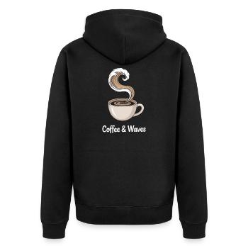 Coffee Waves Surfing Coffee & Waves Surfer Beach - Unisex Premium Organic Zip Hoodie - black - Back - Nico (187cm)