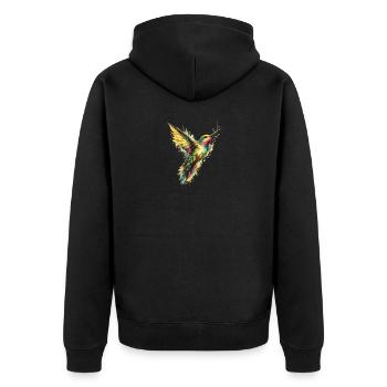 Wild Geometry Kolibris - Unisex Premium Bio Zip Hoodie - Schwarz - Hinten - Nico (187cm)
