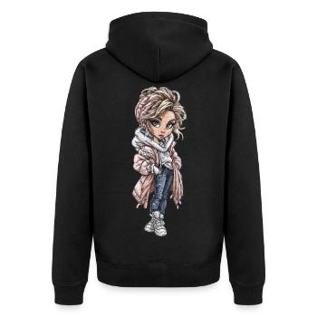 Winter Heroine Knitted Coat - Unisex Premium Organic Zip Hoodie - black - Back - Nico (187cm)