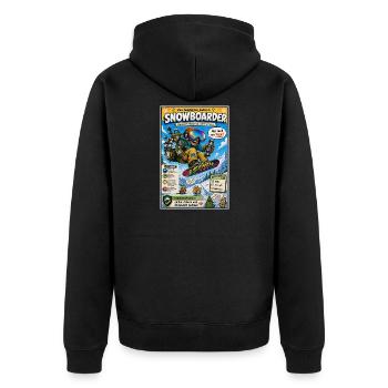 Der Snowboarder – nur noch ein Trick - Unisex Premium Bio Zip Hoodie - Schwarz - Hinten - Nico (187cm)