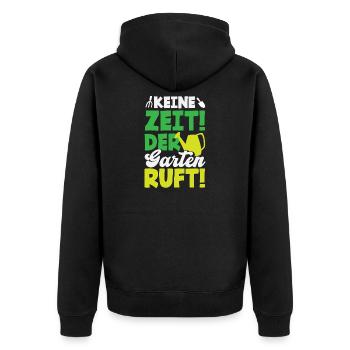 Der Garten Ruft Gartenarbeit - Unisex Premium Bio Zip Hoodie - Schwarz - Hinten - Nico (187cm)