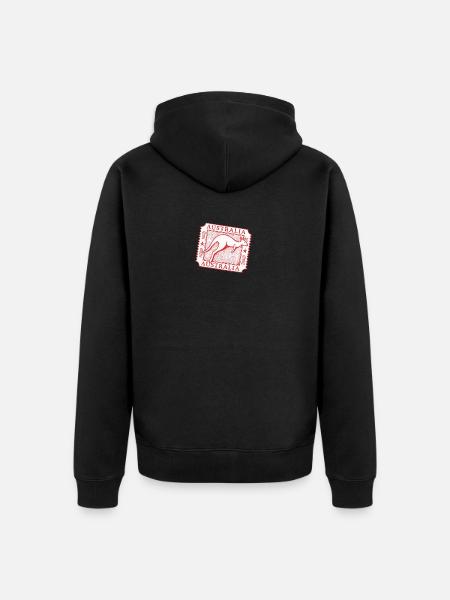 Australian Kangaroo Stamp Art - Unisex Premium Organic Zip Hoodie - black