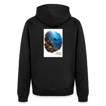 Azzo Underwater Adventure - Unisex Premium Organic Zip Hoodie - black - Back - Nico (187cm)