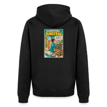 SternzeichenJungfrau - Ordnung trifft Urlaubshumor - Unisex Premium Bio Zip Hoodie - Schwarz - Hinten - Nico (187cm)