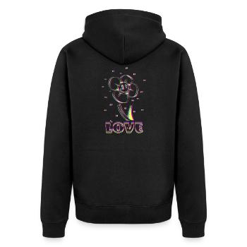 Neon Flower Love - Unisex Premium Bio Zip Hoodie - Schwarz - Hinten - Nico (187cm)