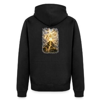 Fear_faides_faith - Unisex Premium Bio Zip Hoodie - Schwarz - Hinten - Nico (187cm)