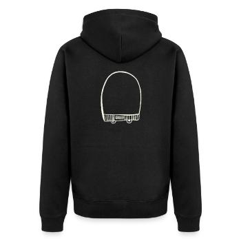 Weiße Kappe - Unisex Premium Bio Zip Hoodie - Schwarz - Hinten - Nico (187cm)