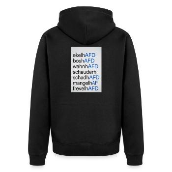 Anti AFD Design - Unisex Premium Bio Zip Hoodie - Schwarz - Hinten - Nico (187cm)