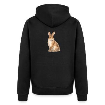 Watercolor Rabbit Motif - Unisex Premium Organic Zip Hoodie - black - Back - Nico (187cm)