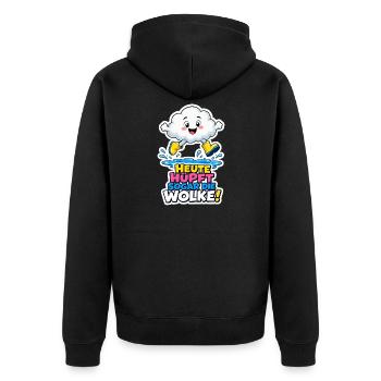 Wolke hüpft Heute sogar die Wolke Regen Humor nass - Unisex Premium Bio Zip Hoodie - Schwarz - Hinten - Nico (187cm)