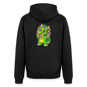 Dragon hippie avec bandana arc-en-ciel - Veste à capuche bio Premium Unisexe - noir - Dos - Nico (187cm)