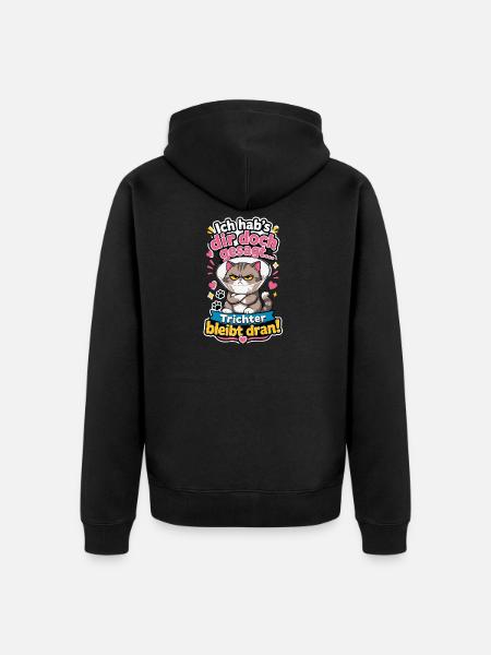 Kater mit Trichter - Unisex Premium Bio Zip Hoodie - Schwarz