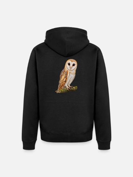 Schleiereule - Unisex Premium Bio Zip Hoodie - Schwarz