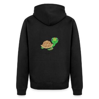 Kawaii Schildkröte: Süßer Charme - Unisex Premium Bio Zip Hoodie - Schwarz - Hinten - Nico (187cm)