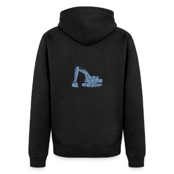 Baggerfahrer Silhouette - Baugeräteführer - Unisex Premium Bio Zip Hoodie - Schwarz - Hinten - Nico (187cm)