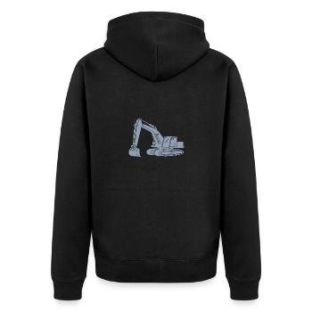 Excavator Driver Silhouette Design - For Construction Equipment Operator - Unisex Premium Organic Zip Hoodie - black - Back - Nico (187cm)