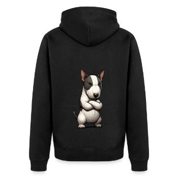 Miniatur Bullterrier Bully Bullterrierbesitzer - Unisex Premium Bio Zip Hoodie - Schwarz - Hinten - Nico (187cm)