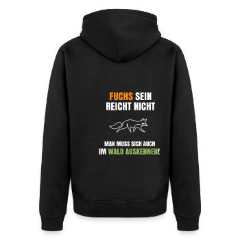 Lustige Jägersprüche als Geschenk - Unisex Premium Bio Zip Hoodie - Schwarz - Hinten - Nico (187cm)