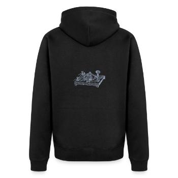 Vintage Morsecode Gerät, Retro Kommunikation - Unisex Premium Bio Zip Hoodie - Schwarz - Hinten - Nico (187cm)